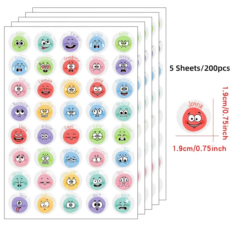 200 Pcs Emotional Feelings Stickers Set | Funny Mood Stickers for Student Emotional Support
