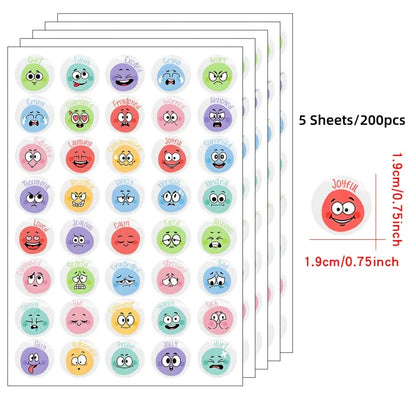 200 Pcs Emotional Feelings Stickers Set | Funny Mood Stickers for Student Emotional Support