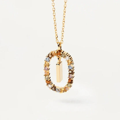 925 Sterling Silver Gold Initial Necklace | Personalized Letter Pendant with Zirconia