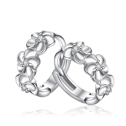 925 Sterling Silver Small Flower Hoop Earrings | Cute Romantic Charm Jewelry for Women