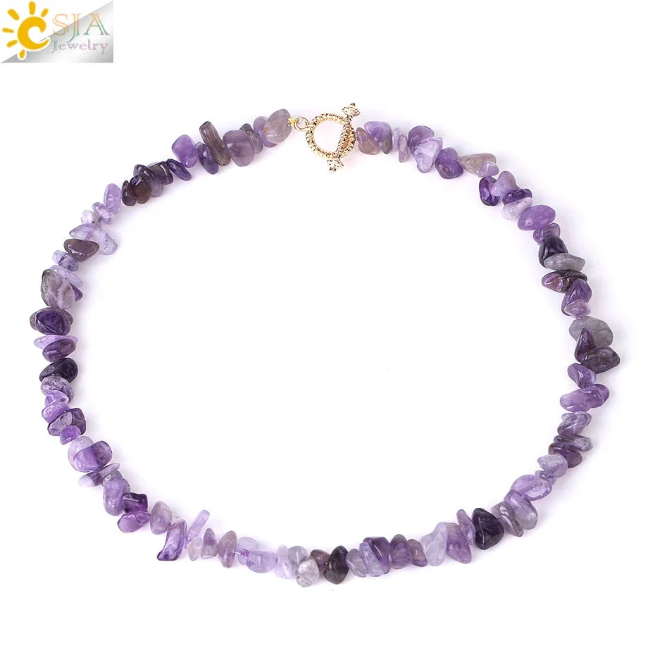 Natural Chip Stone Choker Necklace | Bohemia Crystal Bead Jewelry