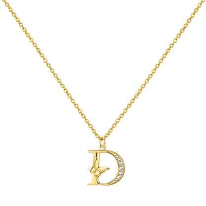 925 Sterling Silver Butterfly Initial Necklace | 26 Letter Y-Shaped Pendant for Women