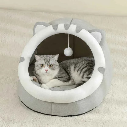 Cozy Cave Cat Bed: Warm Washable Hideaway