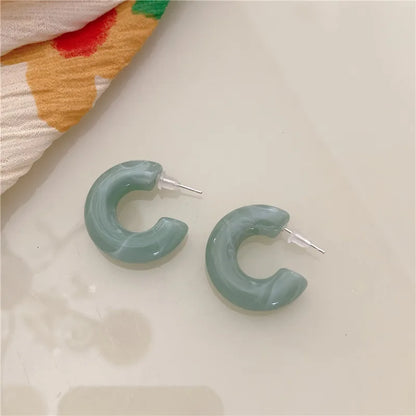 C-Shape Resin Hoop Earrings | Colorful Geometric Acrylic Jewelry for Women