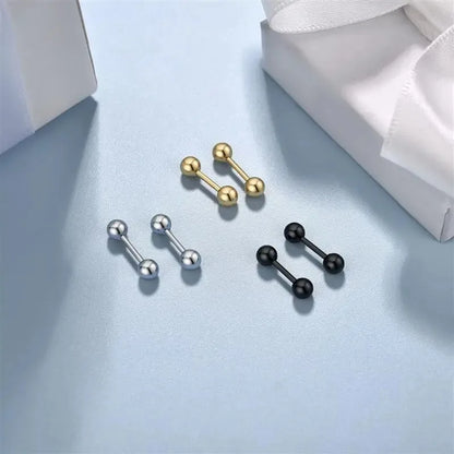 Stainless Steel Screwback Stud Earrings | 16G Small Ball Piercing Jewelry Set