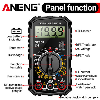 ANENG SZ308 1999 Count Digital Multimeter | High-Precision AC/DC Tester