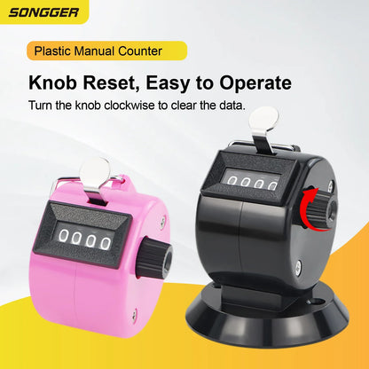 Manual Counter Mechanical Tally Handheld Rotary Clicker Counter | Resettable People Counting Tool