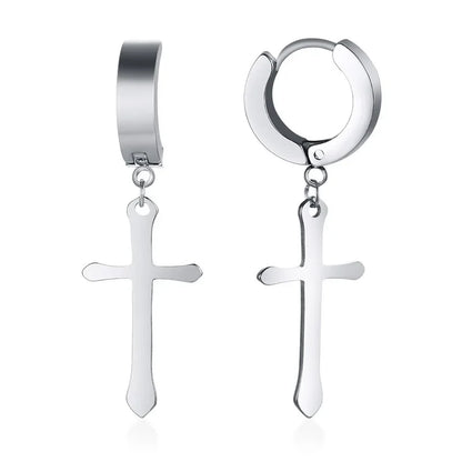 Stainless Steel Cross Earrings for Men | Religious Stud Earrings