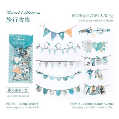 10 pcs Vintage Festival Hollow Landscape Scrapbook Stickers | Handmade Collage Journal Pack