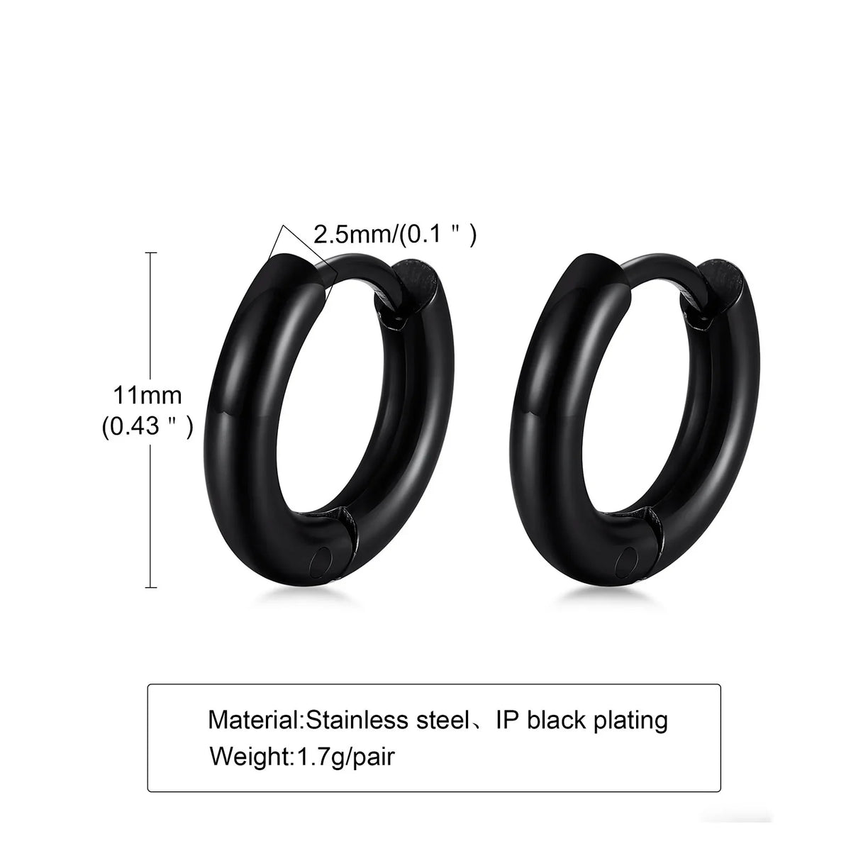 Classic Stainless Steel Hoop Earring for Men Boys | Anti Allergy Metal Huggies Earring