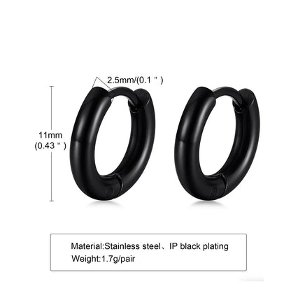 Classic Stainless Steel Hoop Earring for Men Boys | Anti Allergy Metal Huggies Earring