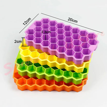 37 Grids Honeycomb Ice Cube Silicone Mold with Lid | Flexible Silicone Ice Tray for DIY Ice Making