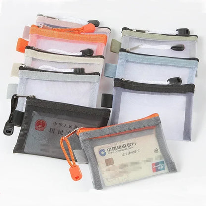 Mini Clear Nylon Mesh Zipper Coin Purse | Portable Wallet for Cards, Keys, and Lipstick
