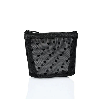 Women Black Mesh Coin Wallet Purse | Small Transparent Organizer Pouch