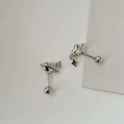Stainless Steel Heart and Star Stud Earrings | Women's Punk Y2K Jewelry