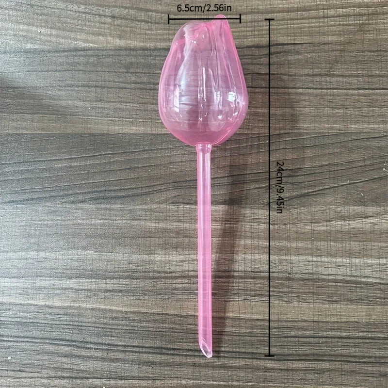 Pink tulip plant watering balls, suitable for indoor and outdoor plants, automatic plant drippers, and automatic watering