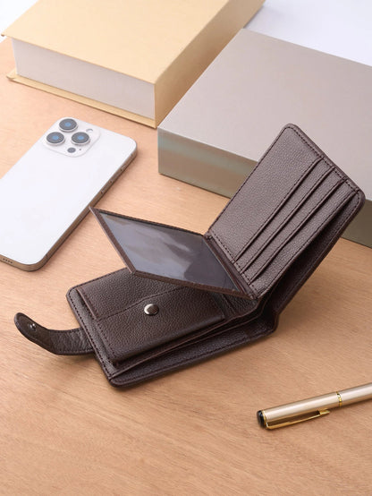 Men's Leather Zipper Wallet | Slim Short Multi-card Holder with Coin Pocket