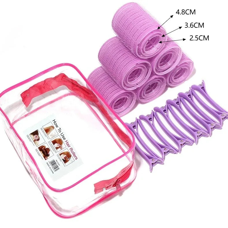 19-35pcs/Set Hair Roller Sets 18pcs Plastic Self Grip Heatless Hair Curlers 3 Sizes Hair Rollers Clips DIY Hairdressing Tools
