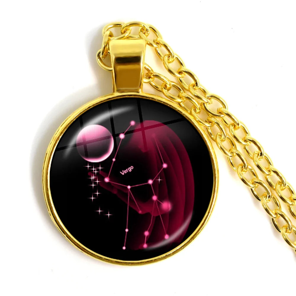 Zodiac Necklace Silver Plated | 12 Constellation Pendant Jewelry