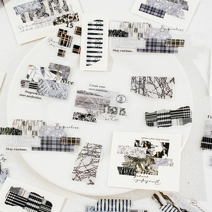 Fragmented Verse Patchwork Fabric PET Sticker Pack | 120pcs DIY Craft Stickers