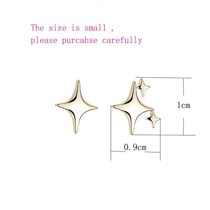 VENTFILLE Gold Star Stud Earrings | Asymmetrical 925 Silver Fashion Jewelry for Women