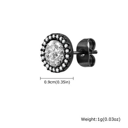 Shattered Zircon Stud Earrings for Men Boys | Hypoallergenic Round Minimalist Jewelry Gift