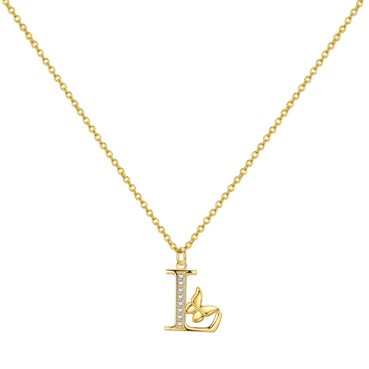 925 Sterling Silver Butterfly Initial Necklace | 26 Letter Y-Shaped Pendant for Women