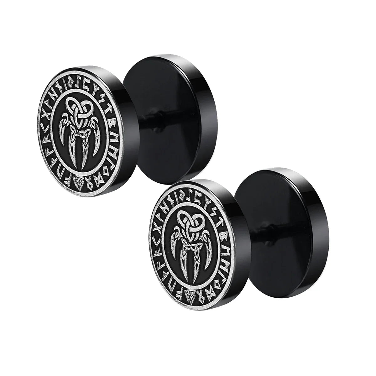 Gothic Norse Viking Runes Stud Earrings for Men | Stainless Steel Punk Jewelry