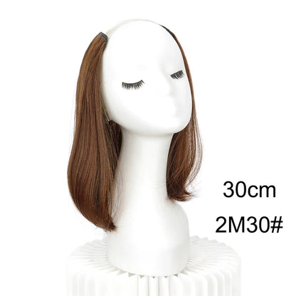 20/30cm Synthetic Straight Hair Extension with 4 Clips | V-Shaped Half Head Invisible Hairpiece