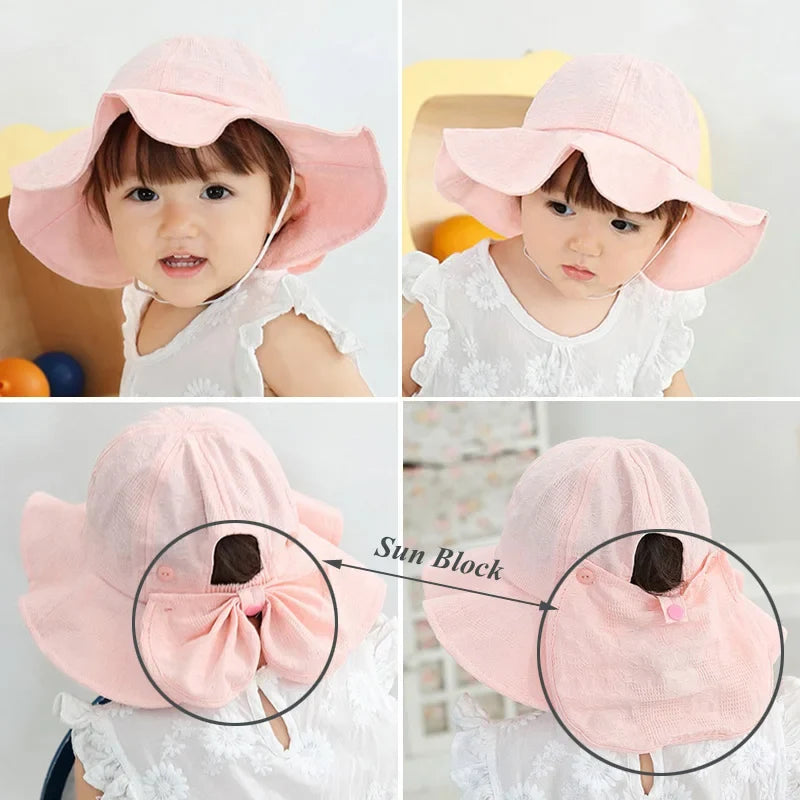 Sweet Baby Summer Hat for Girls | Cotton Fruit Print Kids Bucket Hat with Bowknot