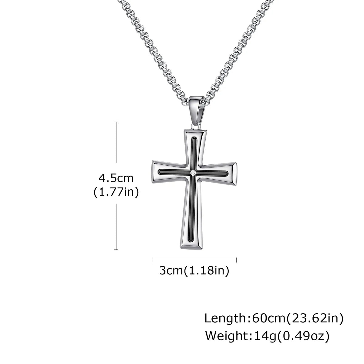 Plain Cross Necklace for Men and Boys | Stainless Steel Silver Tone Religious Jewelry