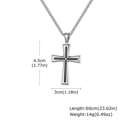 Plain Cross Necklace for Men and Boys | Stainless Steel Silver Tone Religious Jewelry