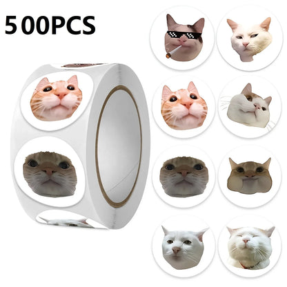 Funny Cat Cartoon Sticker Roll | 100pcs Animal Stickers for Photocard Decor