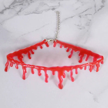 Halloween Decoration Bloody Necklace Horror Dripping Blood Collar Necklace Fake Blood Vampire Clown Costume Necklace Accessories