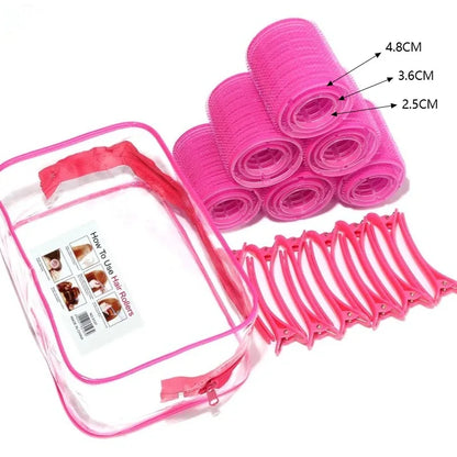 19-35pcs/Set Hair Roller Sets 18pcs Plastic Self Grip Heatless Hair Curlers 3 Sizes Hair Rollers Clips DIY Hairdressing Tools