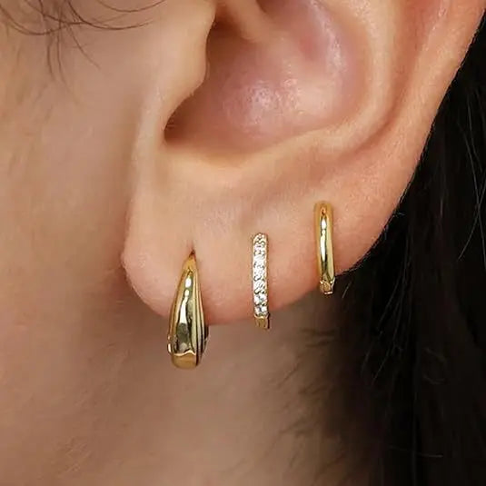 3Pcs Crystal Tragus Stud Earring Set | Flower Cartilage Huggie Earring Bulk Helix Jewelry Women Fashion Heart Lobe Earring Pack