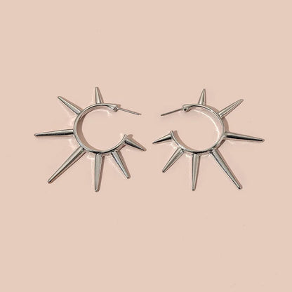 Gold Sun Stud Earrings | Punk Exaggerated Hip Hop Jewelry for Women