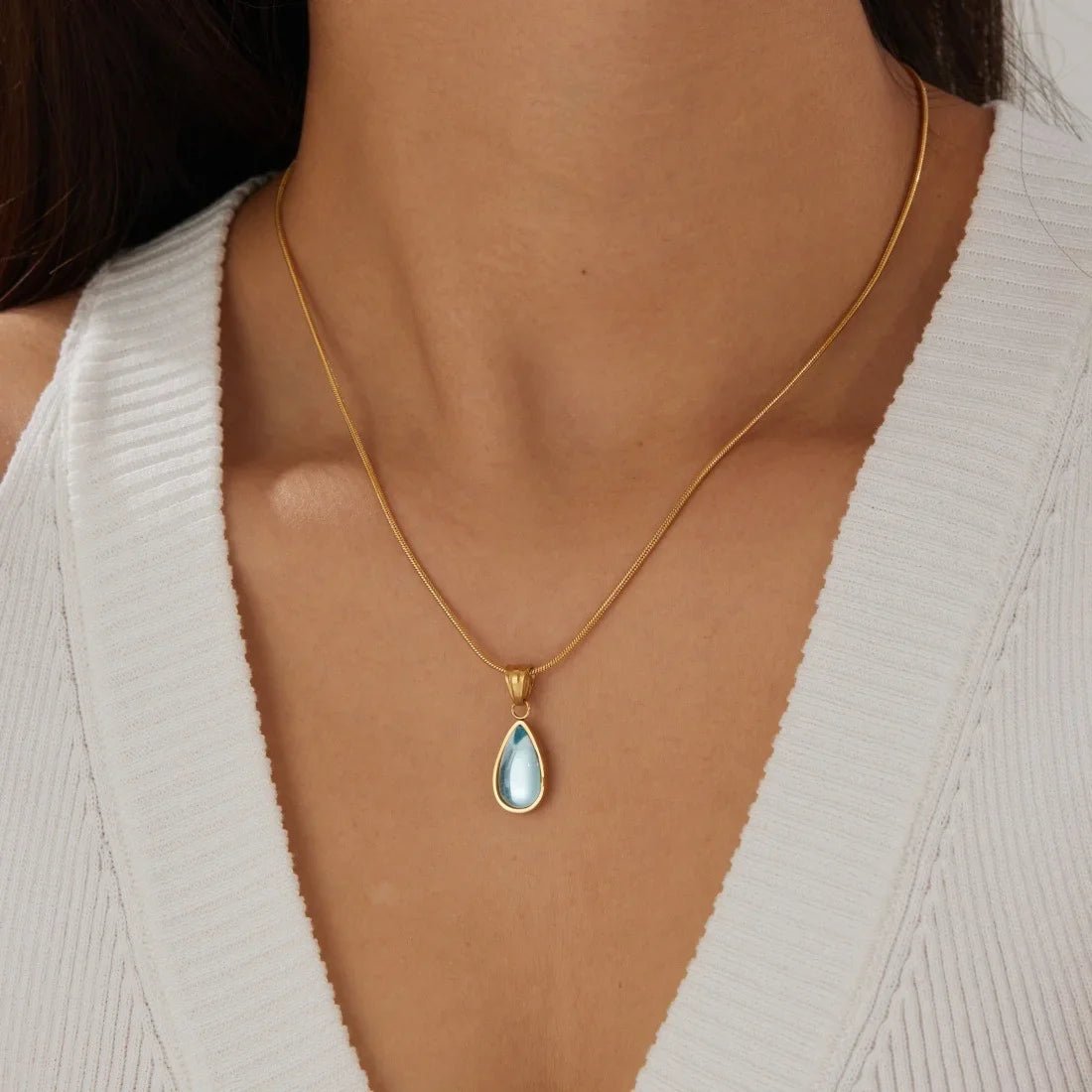 Waterdrop Pendant Necklace | Minimalist Stainless Steel Teardrop Jewelry for Women