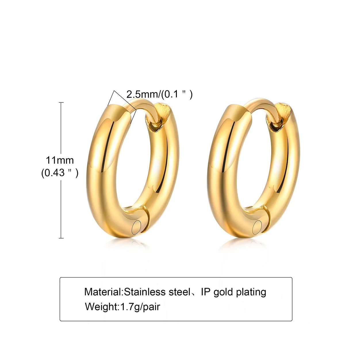 Classic Stainless Steel Hoop Earring for Men Boys | Anti Allergy Metal Huggies Earring