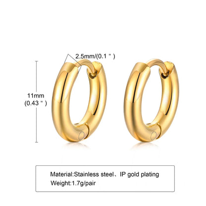Classic Stainless Steel Hoop Earring for Men Boys | Anti Allergy Metal Huggies Earring