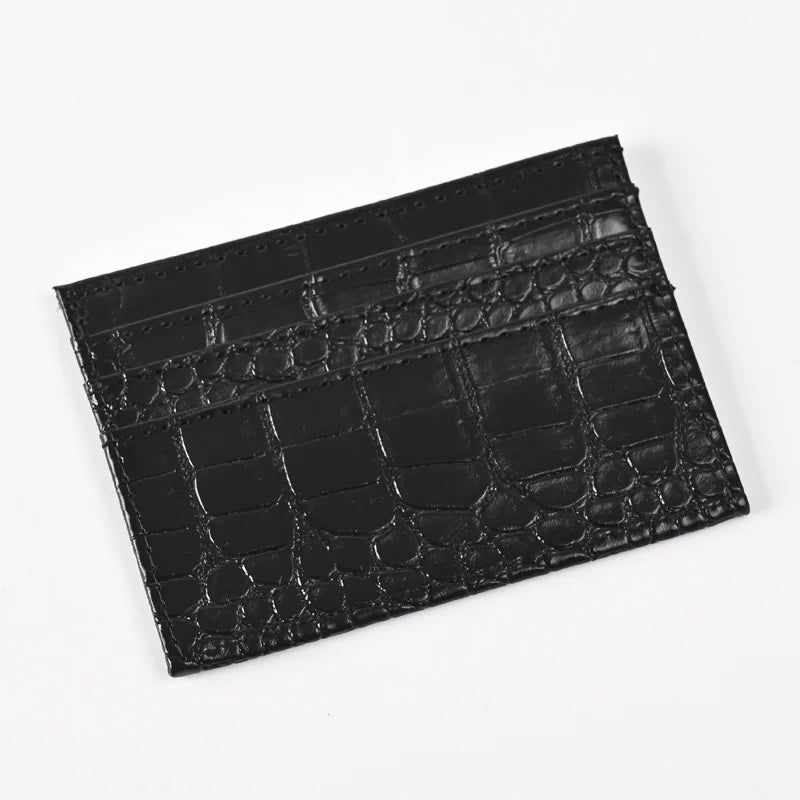 Crocodile Candy Color PU Leather Slim Credit Card Holder | Compact Wallet for Women and Men