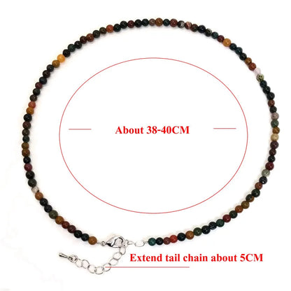 2025 Natural Stone Crystal Choker Necklace | 4mm Bohemian Adjustable Choker