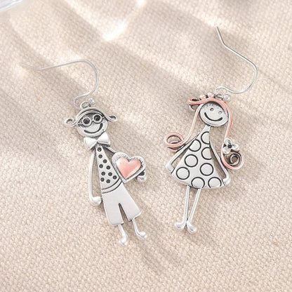 Vintage Cartoon Drop Earrings | Silver Plated Fashion Jewelry for Women