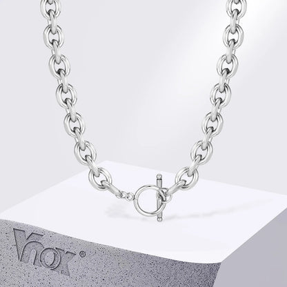 Vnox 9mm Chunky Chain Necklace | Thick Rolo Link Collar with Toggle Clasp