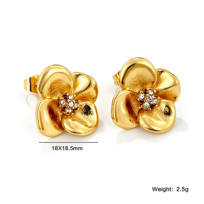 LUXUKISSKIDS Fairy Flower Earrings Stud | Gold-Plated Stainless Steel Piercing Jewelry for Women