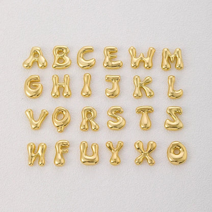 Golden Initial Necklace | Chunky Bubble Letter Pendant for Women