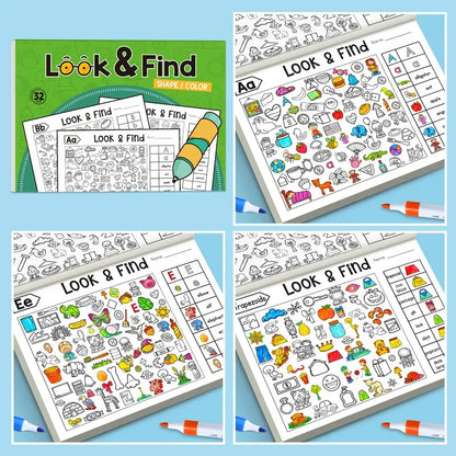 Look and Find Shape/Color Workbook | Children's Search and Coloring Activity Book