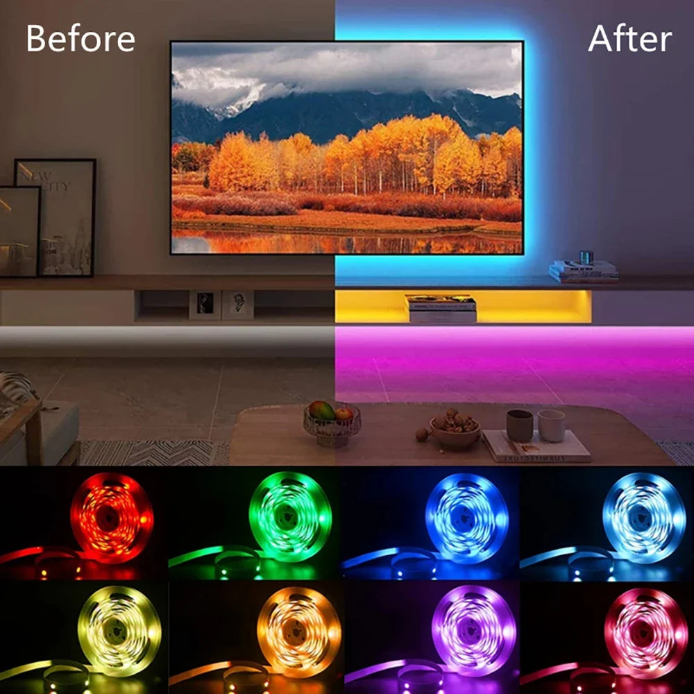 40M/131Ft Led Strip Lights APP 44Keys Music Sync Remote Control USB 5V RGB Flexible Tape for Room Decoration TV Backlight Diode