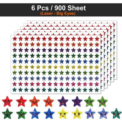Happy Face Star Sticker Pack | Reward Stickers for Kids, DIY Craft Decorations