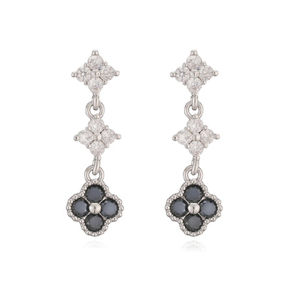 Sparkling Zirconia Floral Tassel Stud Earrings | French Banquet Style Jewelry